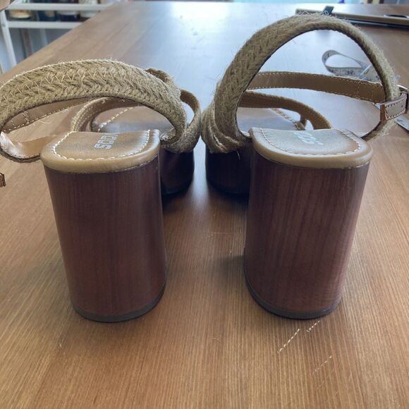 Soda Strappy Sandals Chunky Heels Size 7.5 Boho 60's/70's Style Brown Tan - Picture 8 of 9